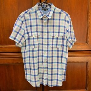 Banana Republic mens linen blend short sleeved button down shirt size large